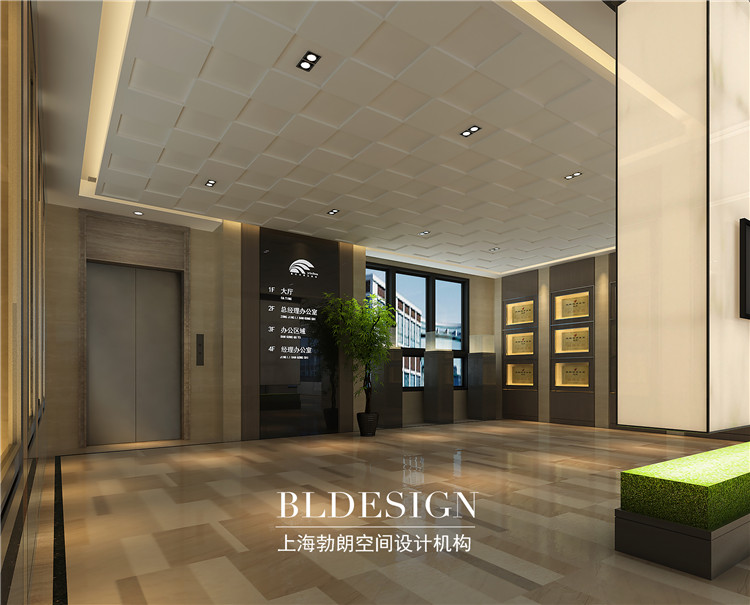 重庆宜筑集团企业办公室设计方案-一楼电梯厅设计效果图