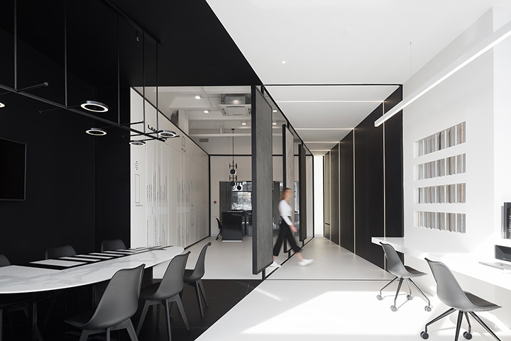 专业办公设计公司推荐小型创意石材展厅兼办公设计方案