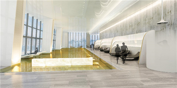 地标性超高层城市酒店设计  重庆来福士洲际酒店泳池设计方案